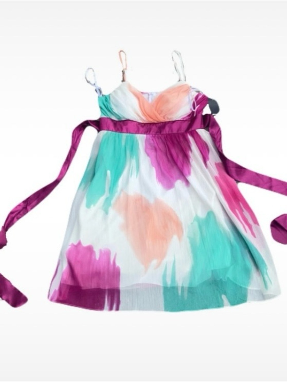 Spaghetti-Strap Watercolor Print Dress - Multi